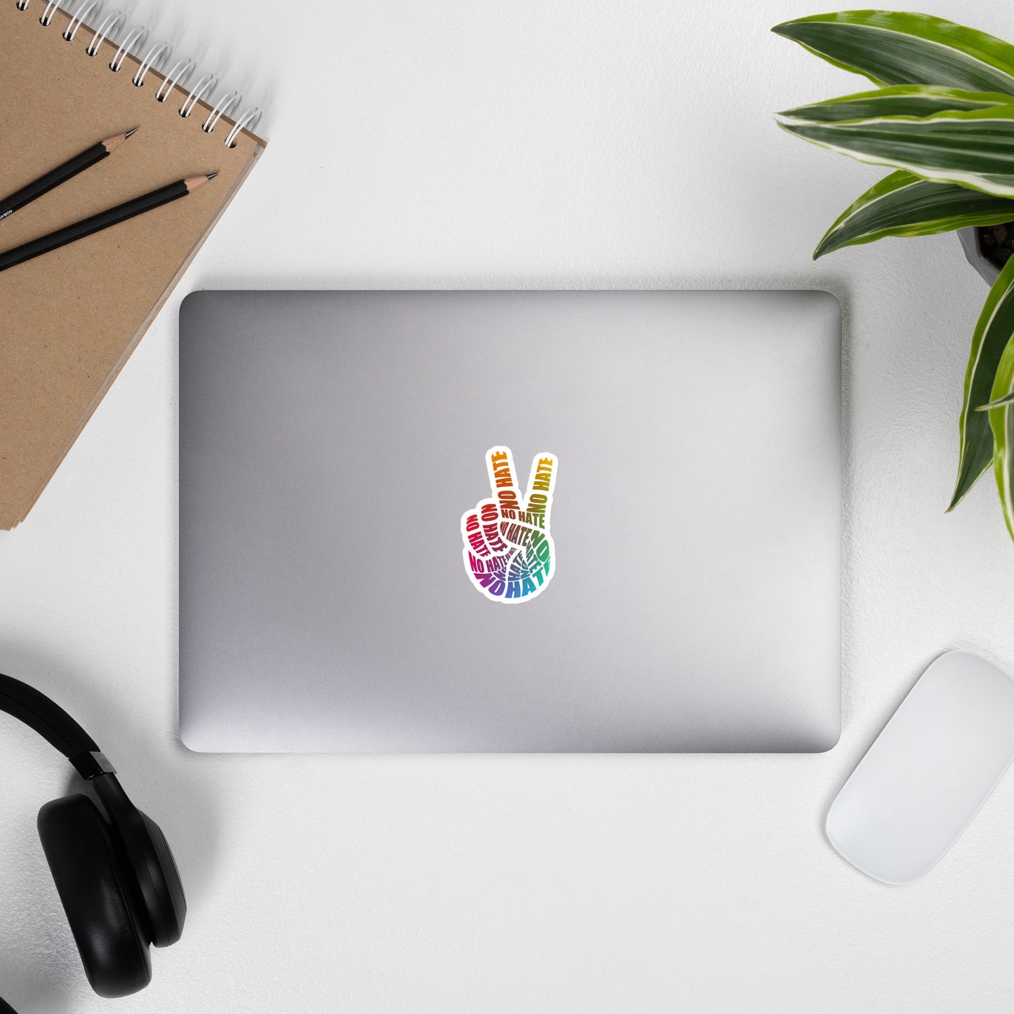 No Hate Peace Sign - Vinyl Sticker Durable & Bubble-Free