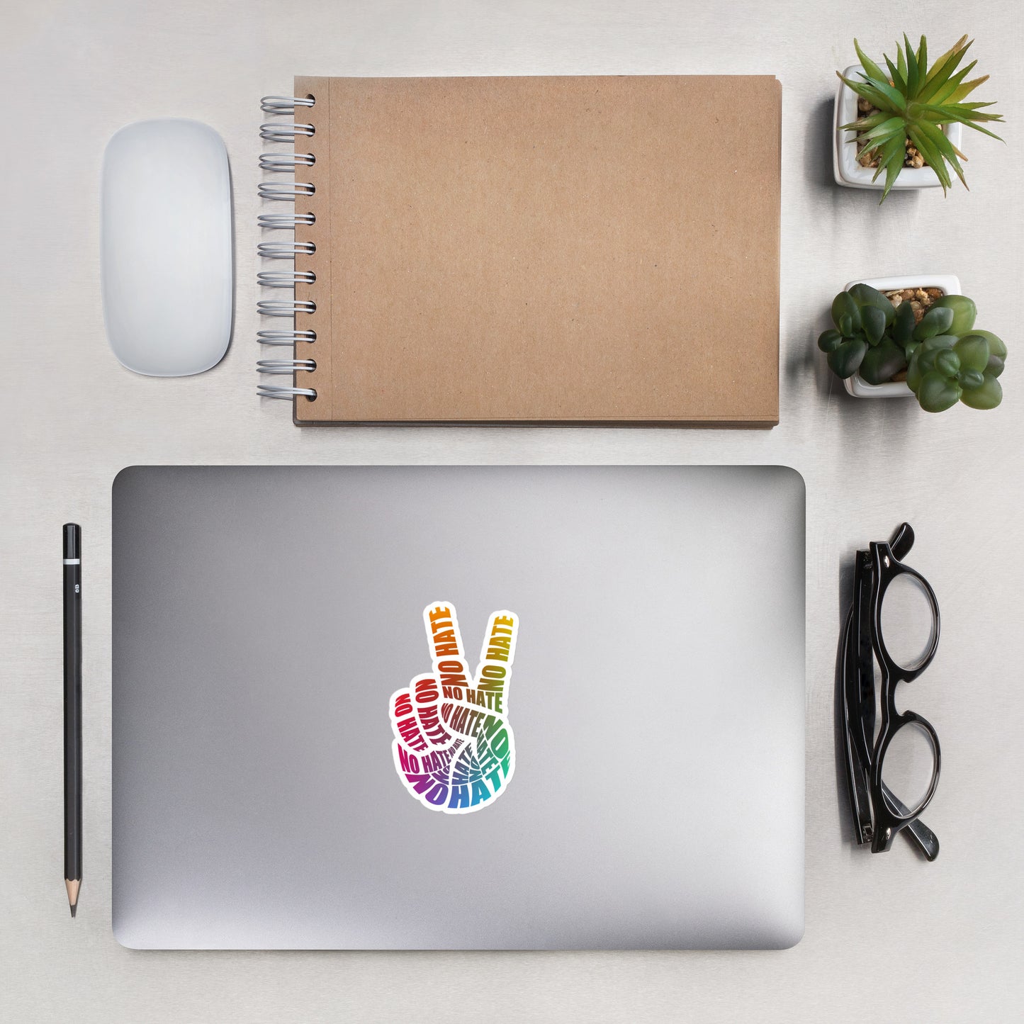 No Hate Peace Sign - Vinyl Sticker Durable & Bubble-Free