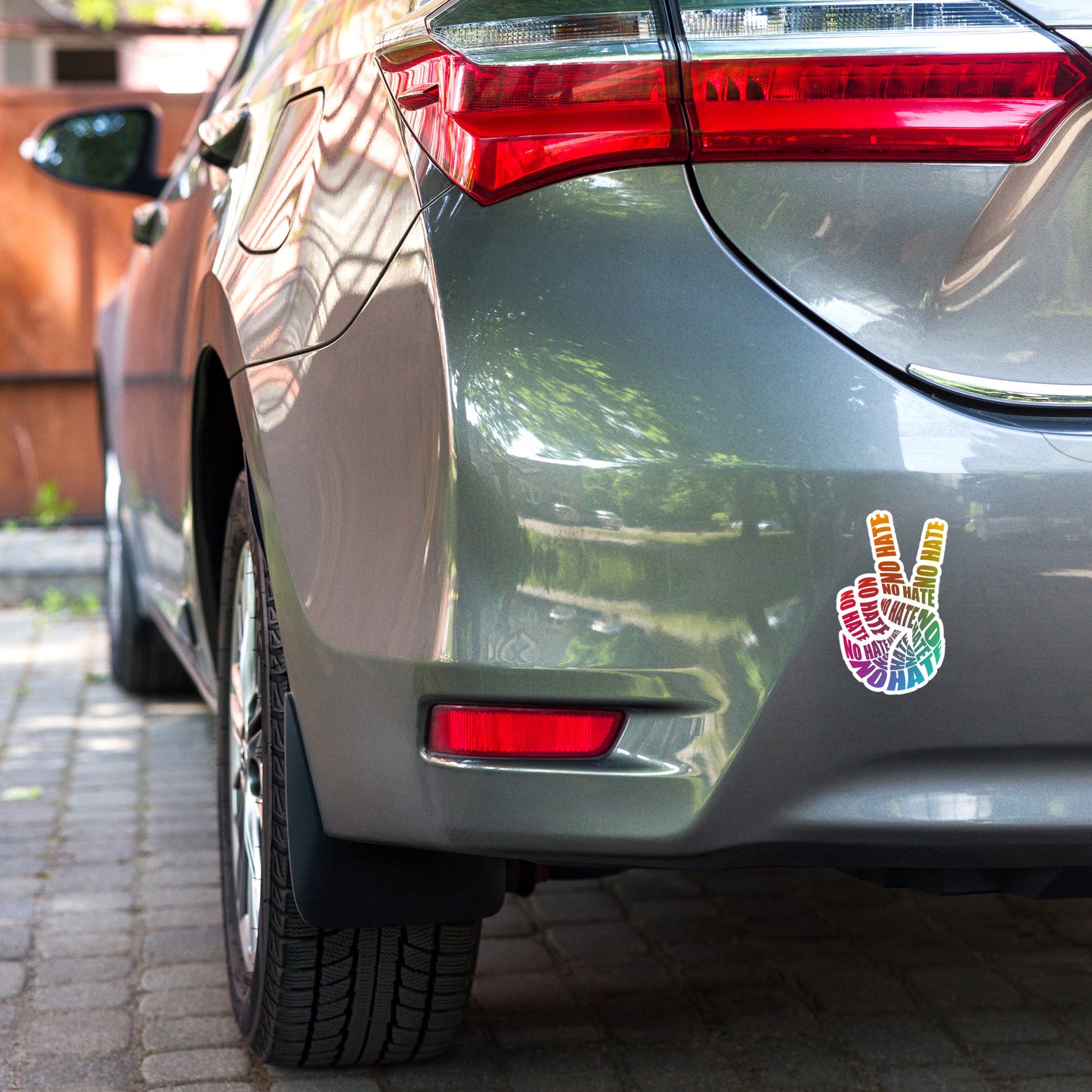 No Hate Peace Sign - Vinyl Sticker Durable & Bubble-Free