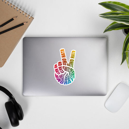 No Hate Peace Sign - Vinyl Sticker Durable & Bubble-Free